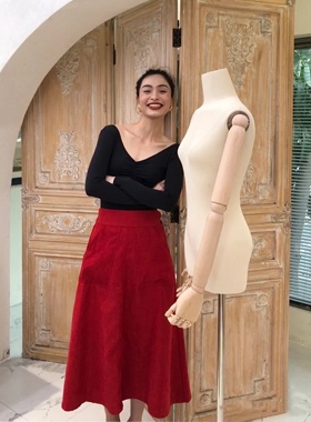 晚时光3.4 气质黑色V领长袖打底衫T恤芭蕾舞蹈服上衣2022春夏