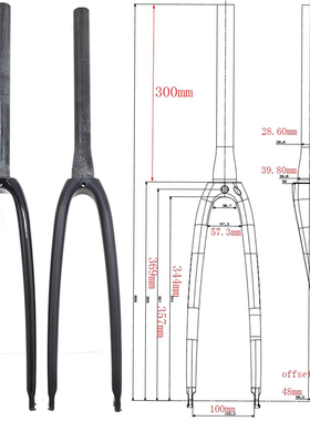新款全碳纤维公路自行车直管锥管圈刹快拆前叉700C*32C上管28.6mm