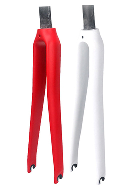 定做红色白色全碳纤维公路自行车前叉死飞车碳叉适合7轮胎00C*25C