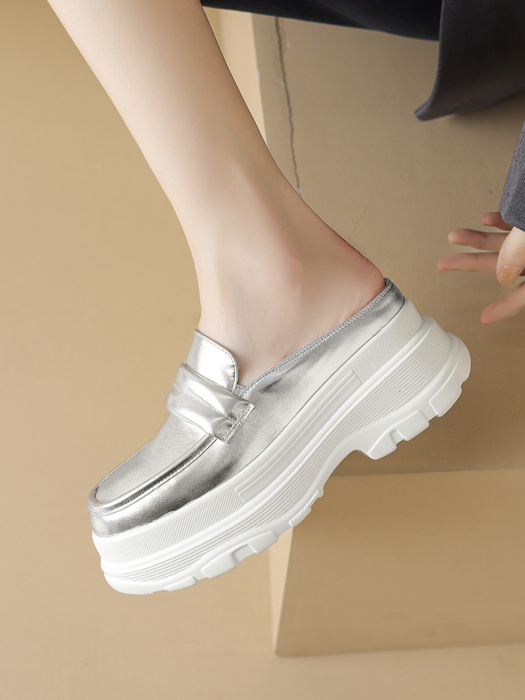 GG。香港无后跟厚底包头拖女外穿2024新款半拖鞋穆勒鞋休闲增高一