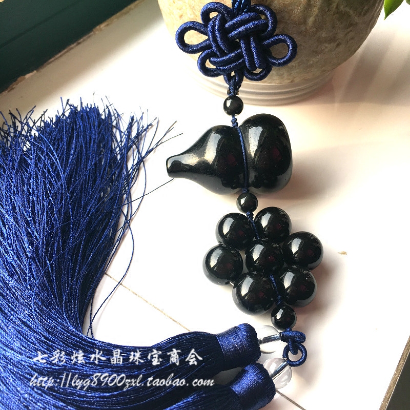 招财黑曜石葫芦七星阵车挂后视镜饰品挂件室内风水车载吊坠生日