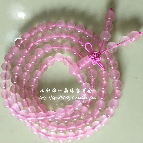 七彩炫粉水晶手链108颗佛珠手链招财念珠毛衣链项链女友 生日礼物