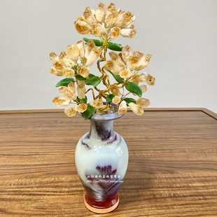 大颗粒黄紫水晶发财树花瓶搬家酒柜玄关客厅婚房桌面摆件生日礼物