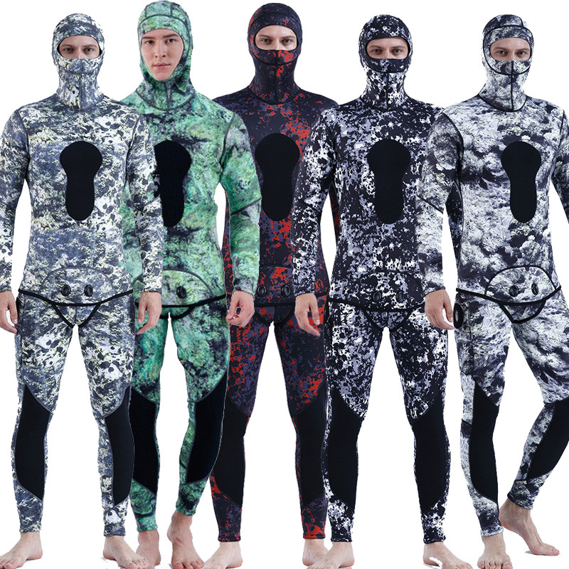 迷彩潜水服MYLEDI保暖分体套装男