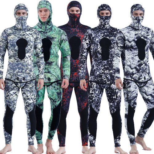 迷彩潜水服MYLEDI保暖分体套装男