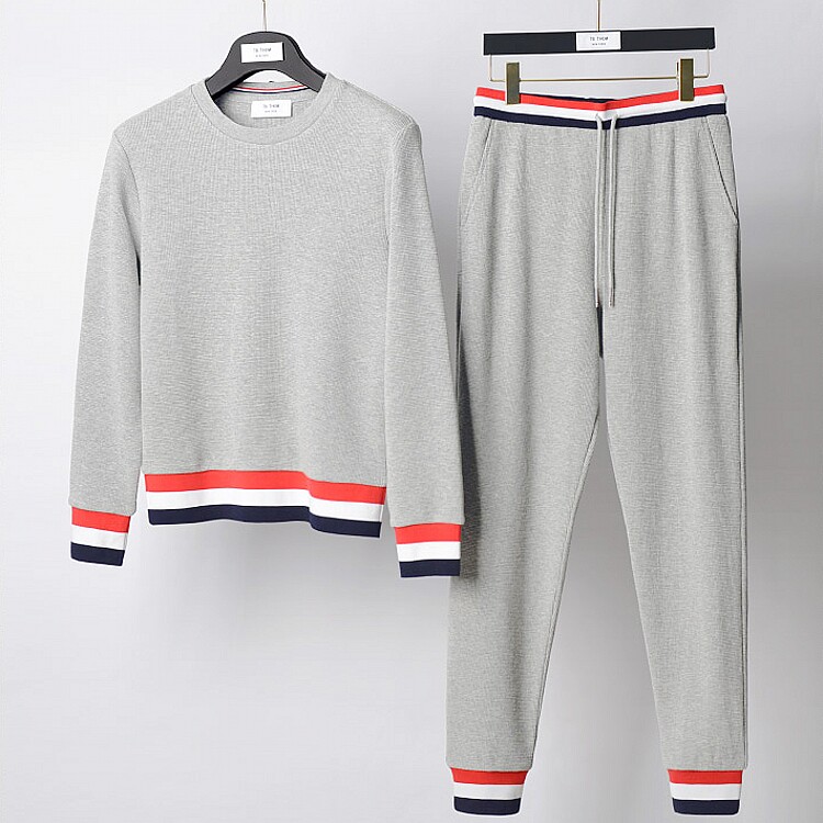 春秋季tb运动套装华夫格纯棉圆领卫衣卫裤时尚休闲潮流男女情侣装