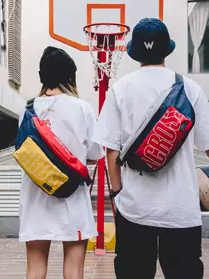 Cross Korean slant bag male large capacity student Tide brand fashion ins street hip hop dumpling bag female Leisure
