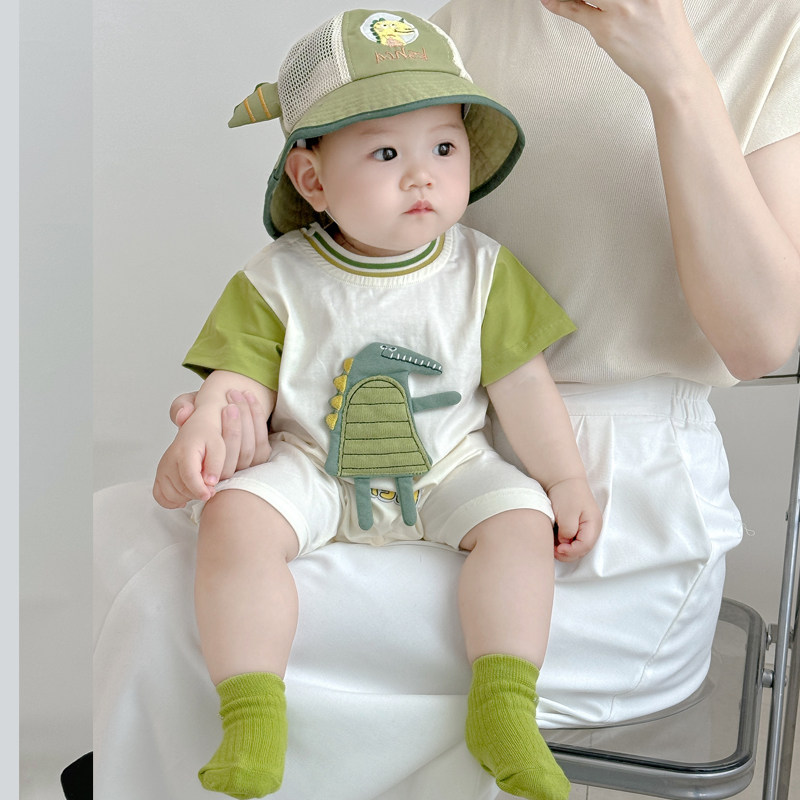 婴儿衣服夏季薄款男女宝宝连体衣卡通公仔哈衣爬服外出服夏装短袖