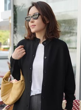 FAMINI廓形圆领羊毛开衫外套高端女装2025秋冬季时尚气质休闲