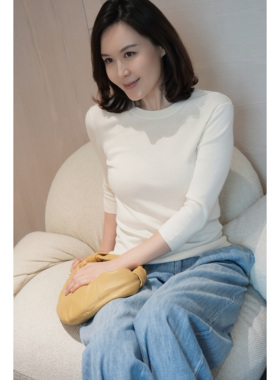 FAMINI针织衫T恤长袖女套头圆领2025新款宽松韩版打底上衣外穿