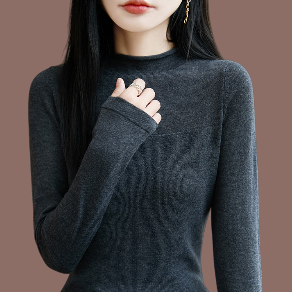 毛衣打底衫女装冬季新款春秋纯色弹力修身内搭半高领羊毛针织小衫