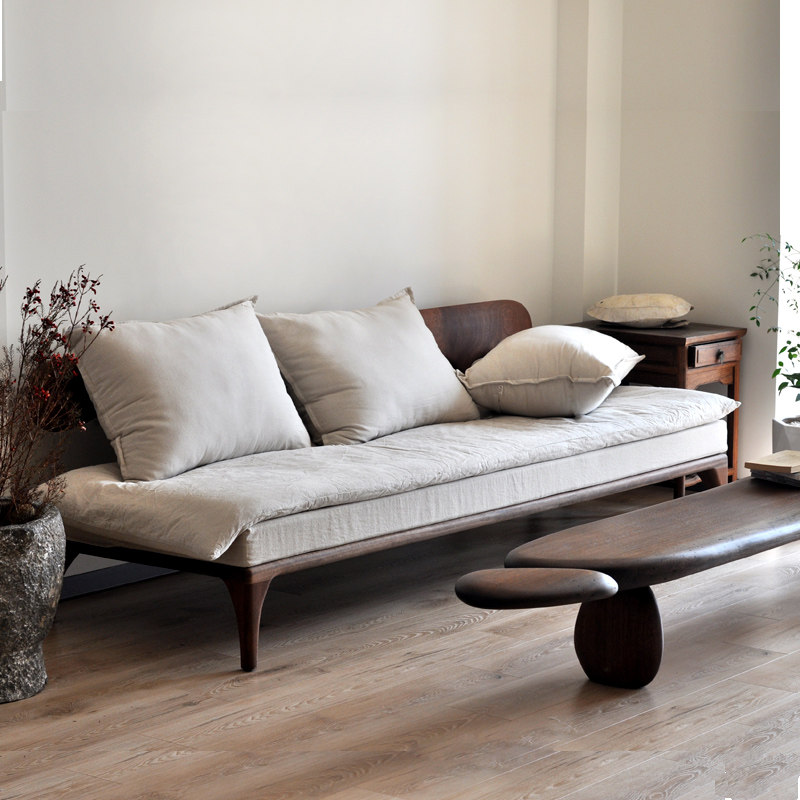 本原亚麻沙发垫海绵坐垫纯色简约