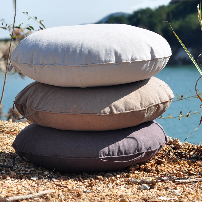 本原亚麻蒲团坐垫加厚圆垫子窗台垫榻榻米垫瑜伽打坐垫可拆洗简约