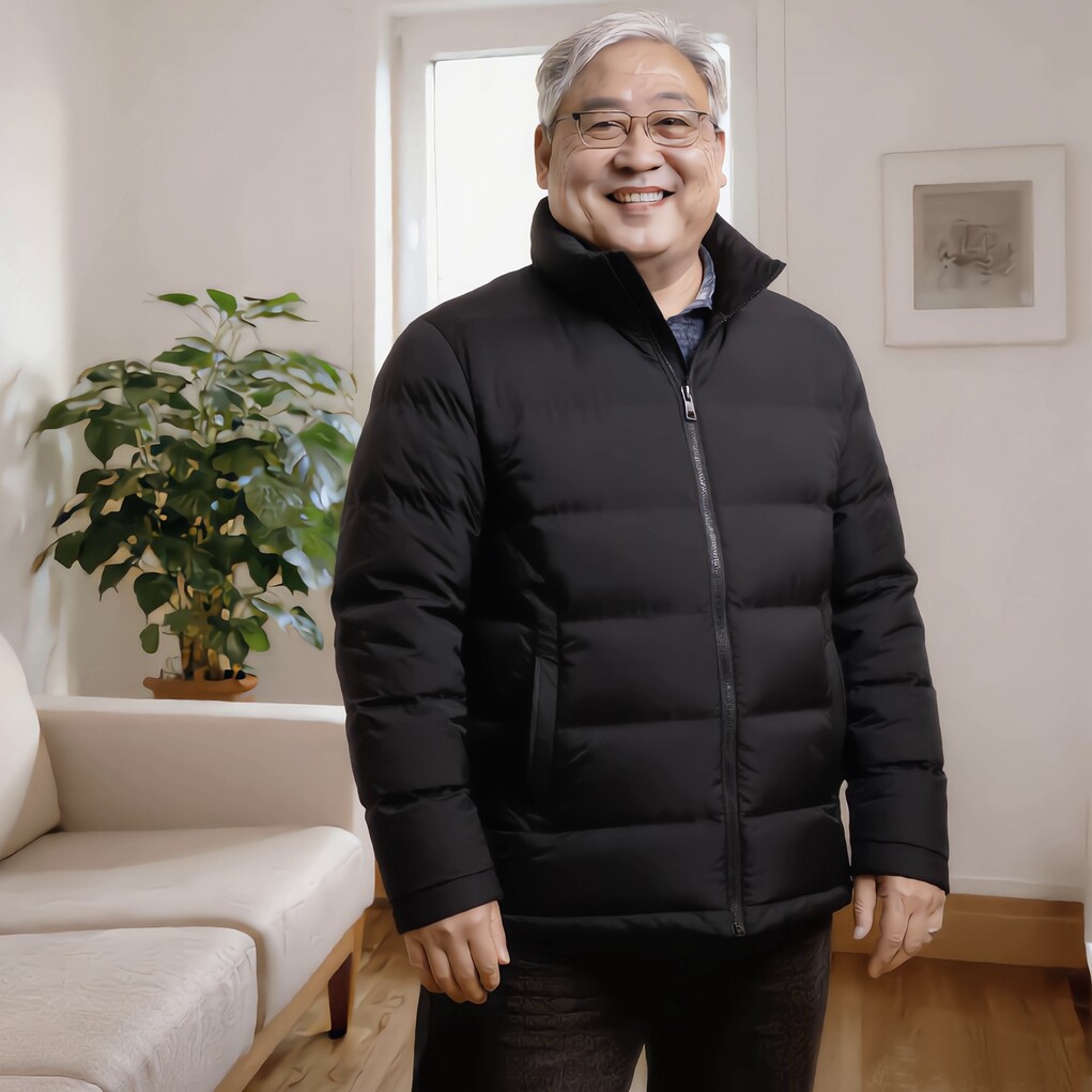 中老年人胖子爸爸加肥加大码宽松大号冬装特肥加厚防寒立领羽绒服