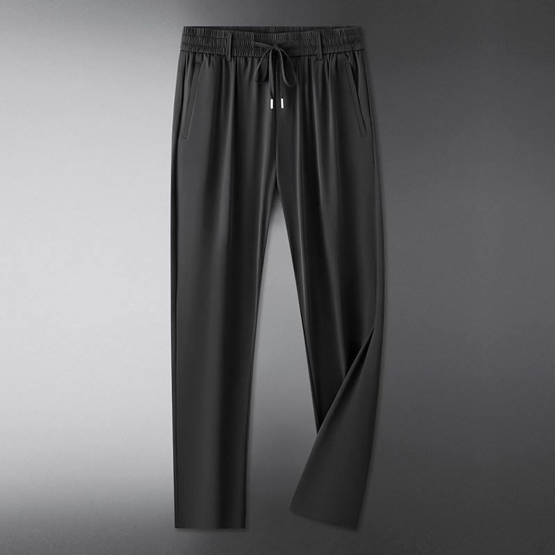 新中老年人爸爸夏季加肥加大码男士肥佬松紧长裤子弹力宽松薄透气