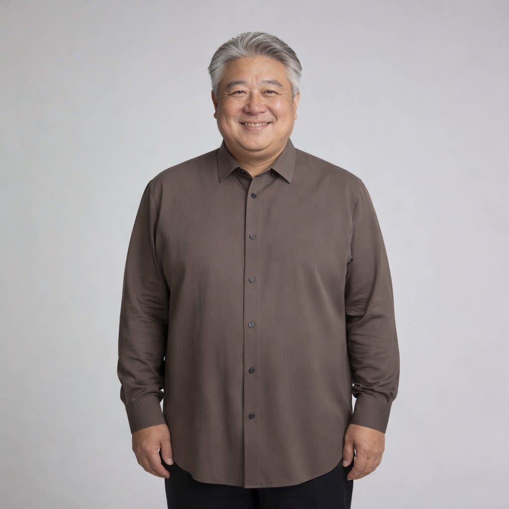 中老年父亲春秋季长袖衬衫加肥加大码胖子男士衬衣宽松纯色大号6X