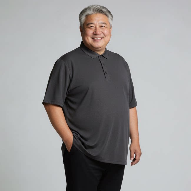 高档莫代尔不变形 中老年人爸爸夏天加肥加大码宽松型翻领短袖T恤