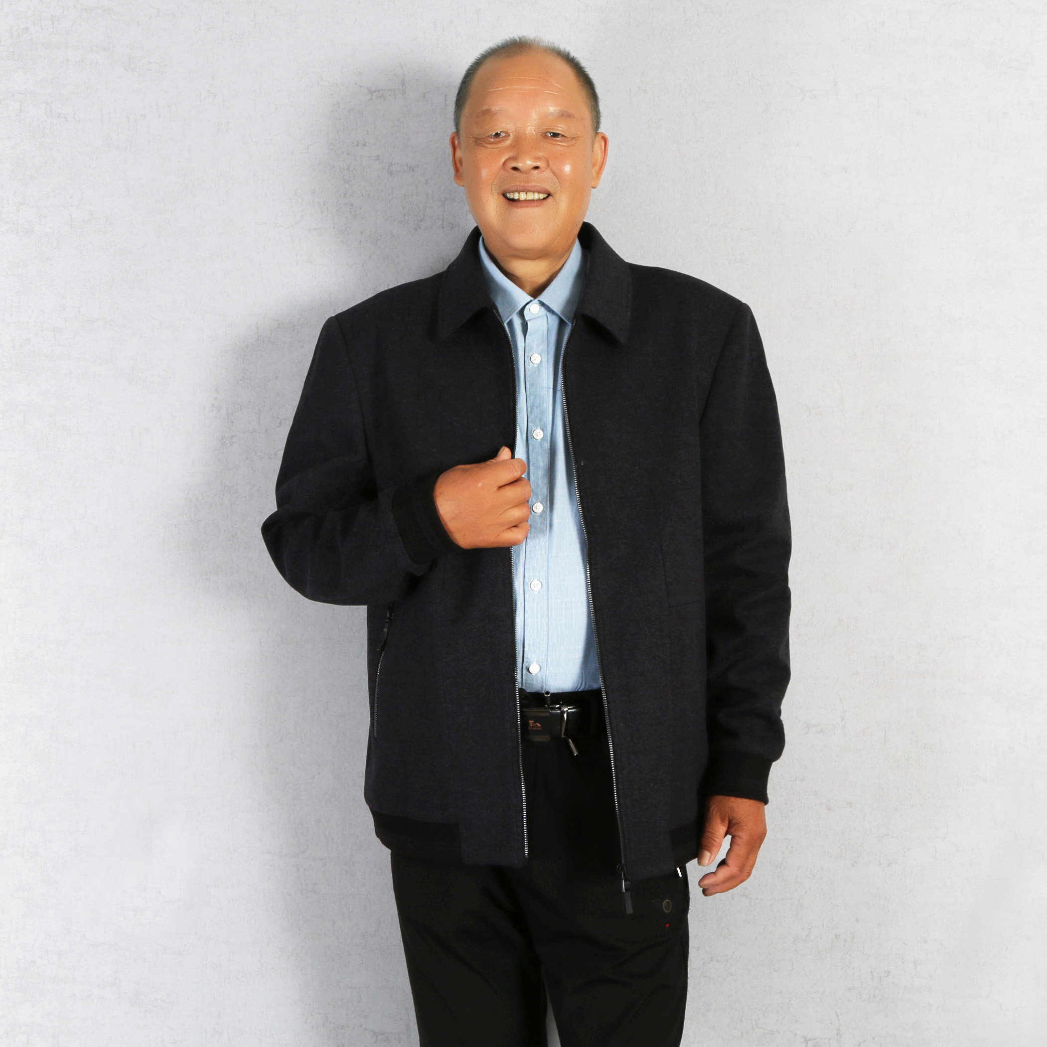 中老年爸爸加肥加大码男士外套宽松翻领夹克仿羊绒男装超大号上衣