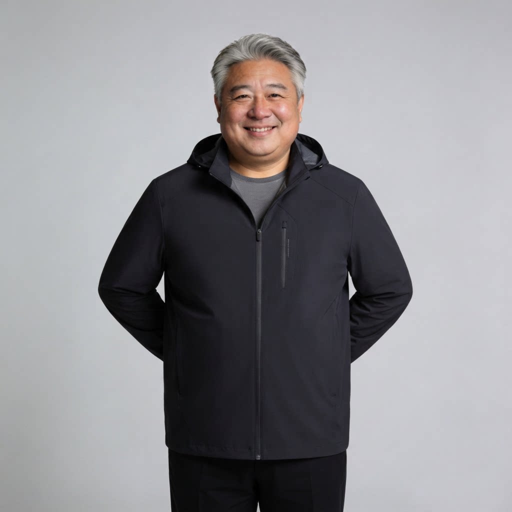 中老年男春秋加大可拆帽防风夹克
