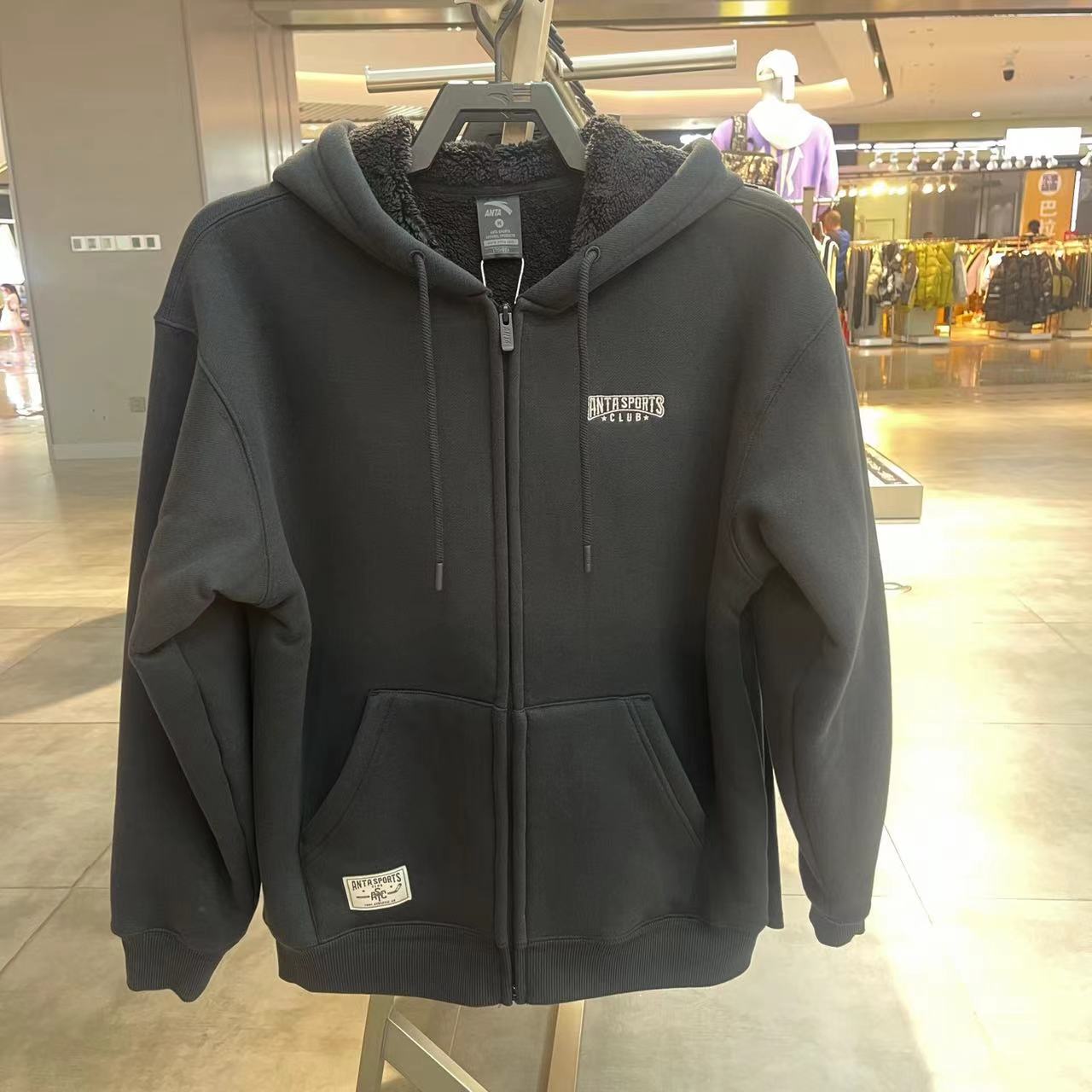 安踏2025冬男绒保暖针织运动上衣