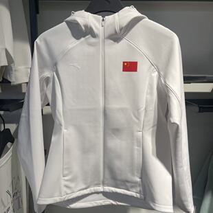 安踏2025冬季新品女士国旗款加绒保暖连帽运动针织上衣162547613