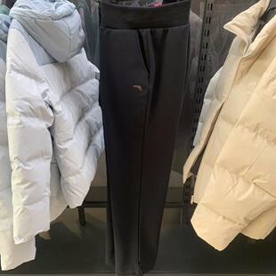 安踏运动长裤女2024冬季加绒抽绳束脚保暖卫裤直筒裤子162447325N