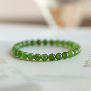 天然正品和田玉碧玉晴水手串手链女款女生diy散珠配珠子配黄金