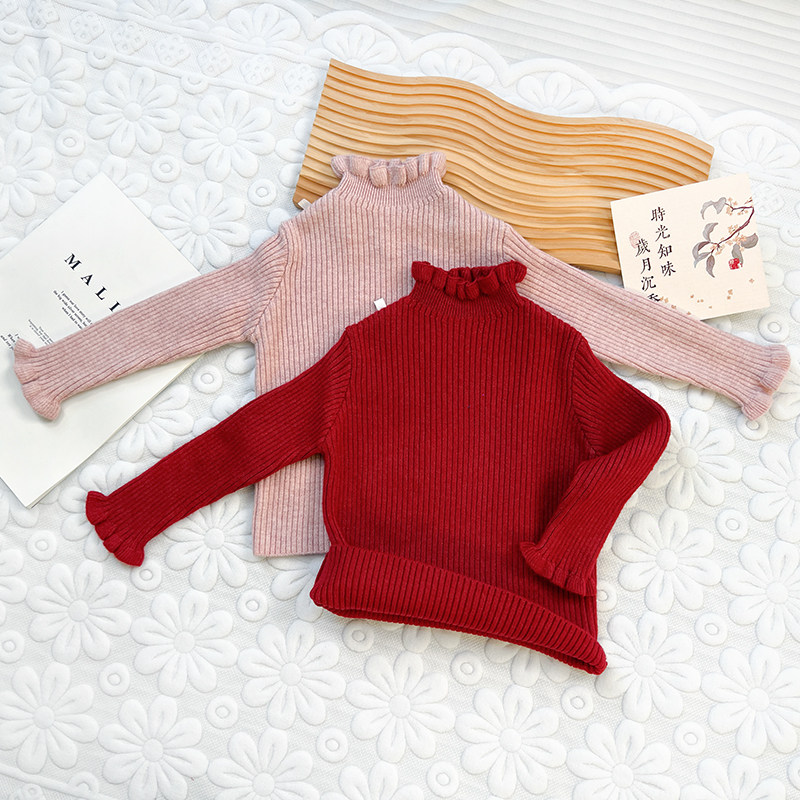 冬季新款洋气毛线衣女童毛衣中领木耳边儿童百搭保暖套头打底毛衣,童装/婴儿装/亲子装,毛衣/针织衫,淘宝优惠券,粉丝福利购,淘宝优惠卷