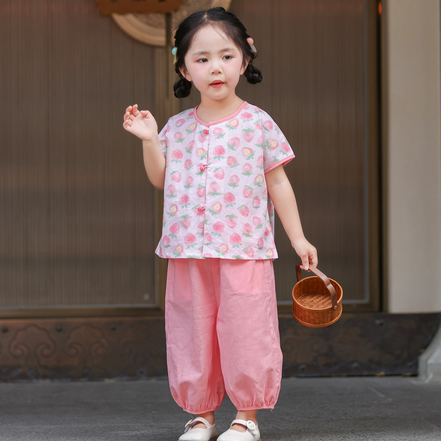 叙罗女童汉服夏季新款女宝古风绝美可爱新中式儿童国风唐褙子套装图片