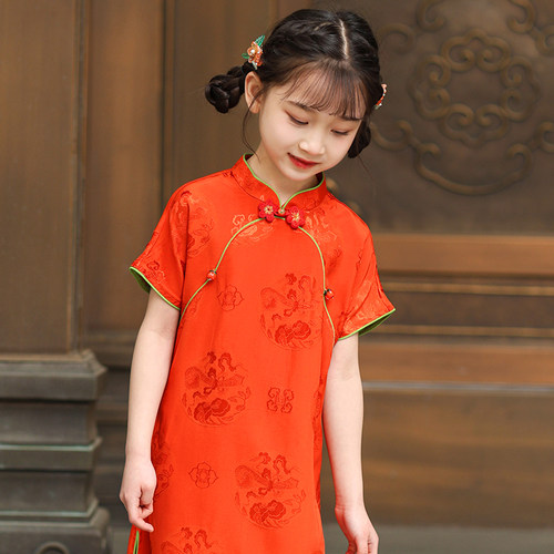 叙罗儿童小旗袍女童送考汉服