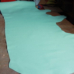 H家原版法国原厂进口EPSOM手掌纹皮料手工牛皮整张可半裁气泡绿