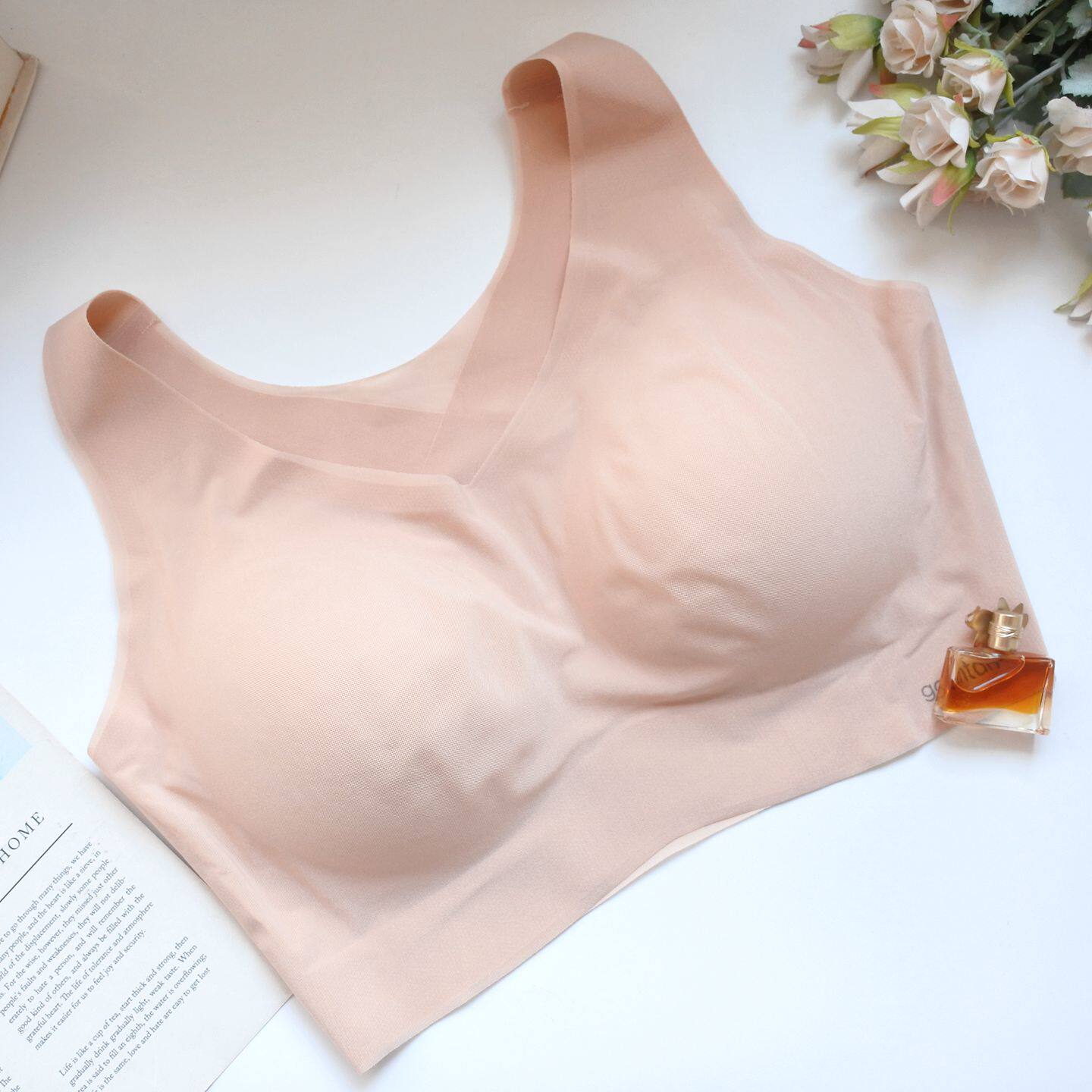 无痕内衣女无钢圈大杯背心文胸薄防上滑下垂收副乳透气美背胸罩