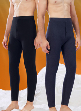 NGG秋裤男秋冬加绒加厚收腰保暖裤山羊绒蚕丝护膝修身打底裤9739B