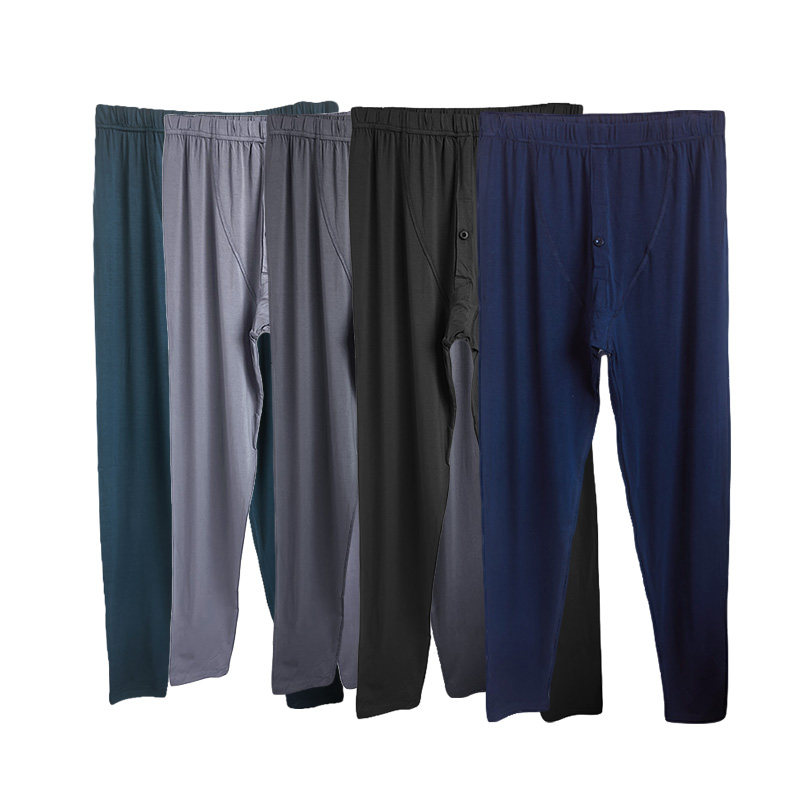 元帛肤竹纤维秋裤男春秋薄款高腰弹力打底裤线裤单件衬裤单件男士