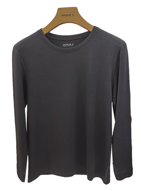 新一步秋衣男单件长袖上衣冬季单面磨绒桑蚕丝打底保暖内衣52181