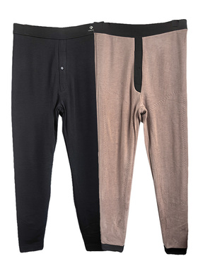 康亭优品冬季驼绒羊毛男士保暖裤修身打底加厚护膝高腰棉裤90258