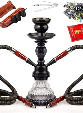 大烟雾双管水烟壶全套阿拉伯水烟玻璃壶套装hookah shisha