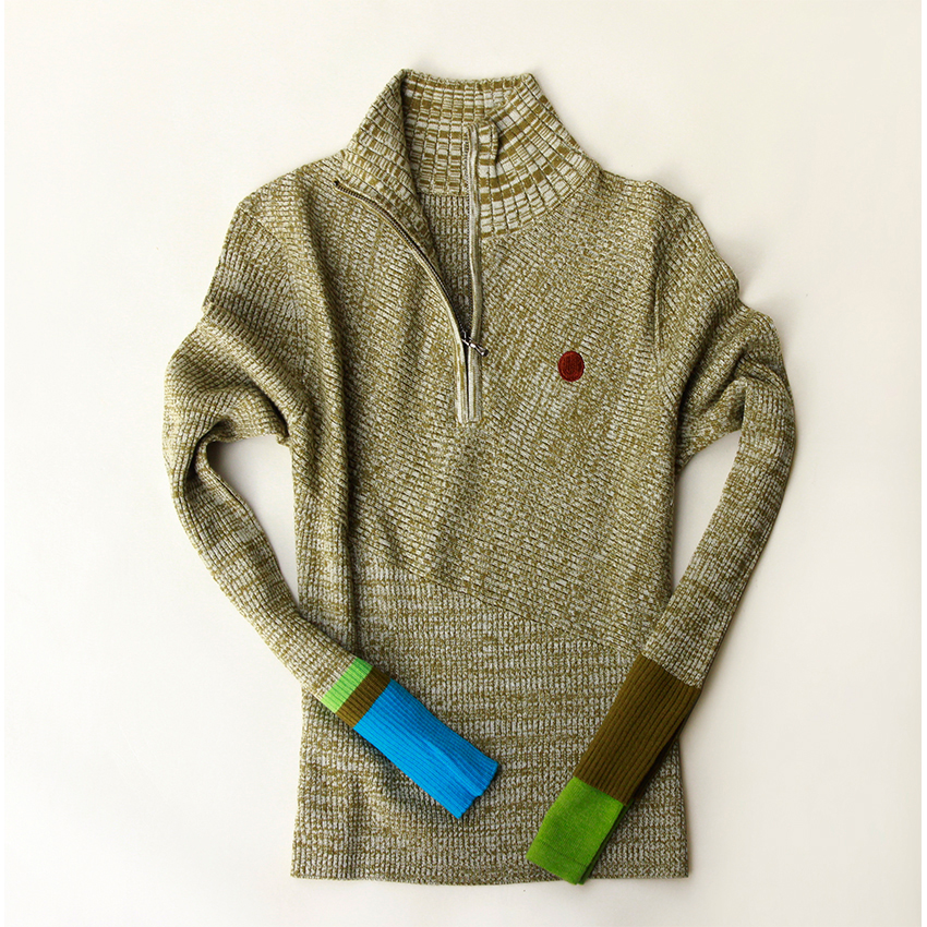 早秋艺术感撞色长袖设计翻领衫针织衫毛衣2色好穿显白