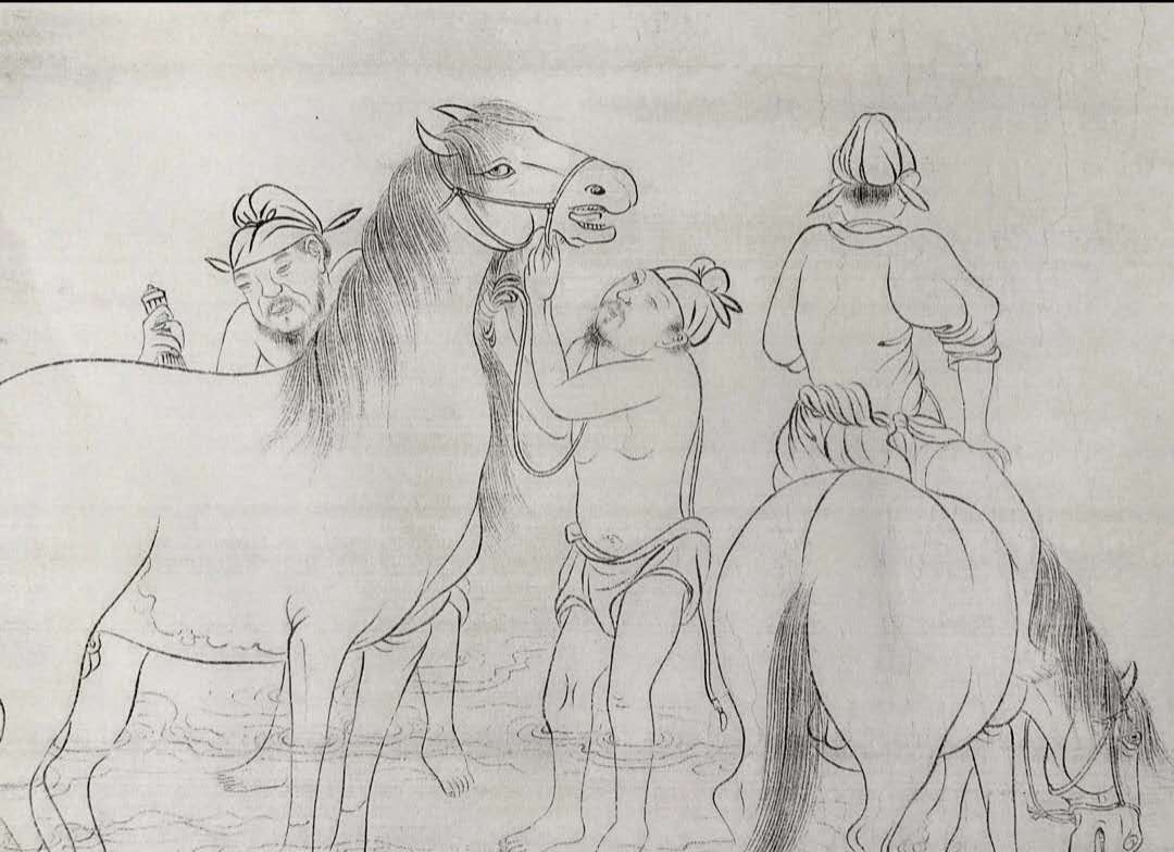 临摹大幅学生古风人物白描底稿