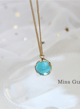 蓝色海洋韩国梦幻森系小众锁骨链