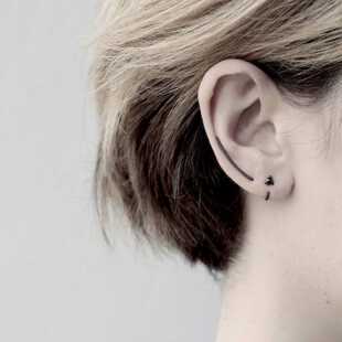 造物星球--s925银耳钉几何chic单钻耳骨钉黑钻耳环 超cool