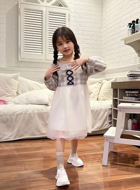 哈尼尚女童连衣裙春上新款韩版女宝蕾丝公主裙婴幼儿洋气纱裙