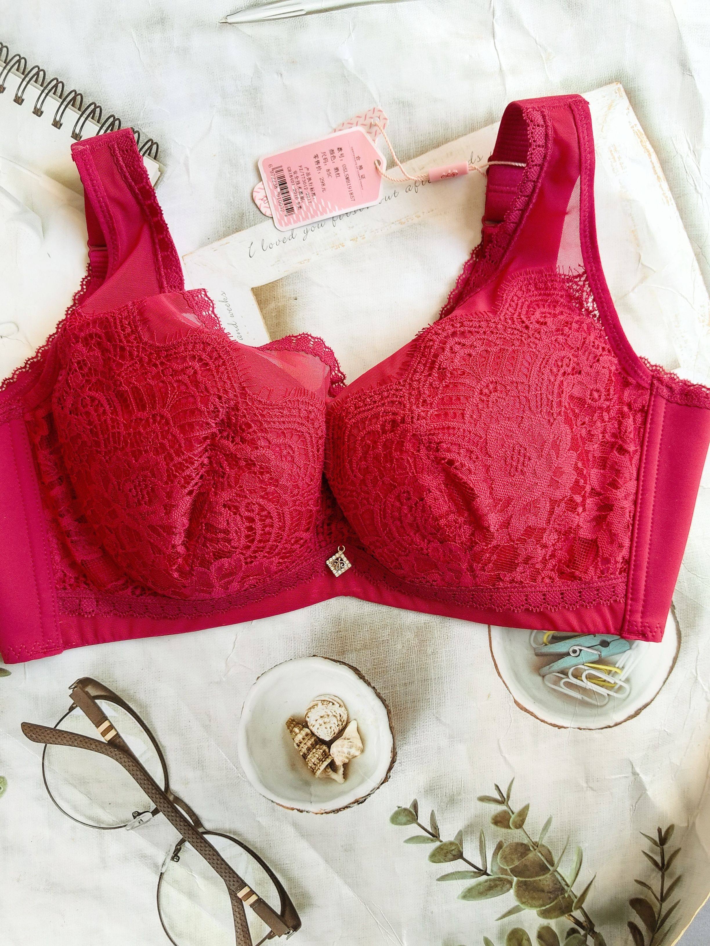 包邮新款蕾丝酒红色美背软钢圈文胸内衣薄款无钢圈蕾丝文胸