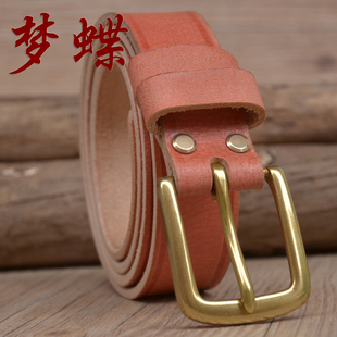 爸爸皮带 扣头男士 电工皮带男头层牛皮中老年老式 劳保腰带纯铜针式