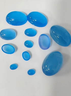 浅蓝色仿玛瑙树脂猫眼光感戒面椭圆蛋面发簪镶嵌材料diy宝石贴片