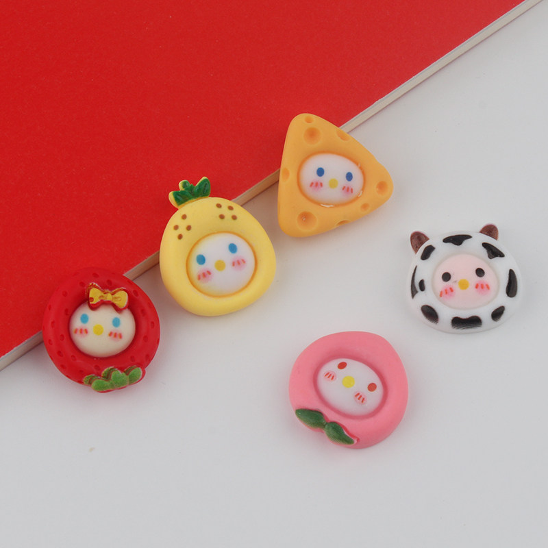 卡通小孩水果头像奶油胶手机壳diy手工自制发夹头饰树脂配件材料