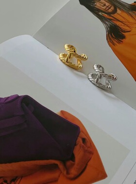 7 rings极简小众设计金属感宽戒18K金开口可调节个性几何指环