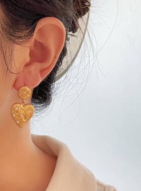 7 rings  欧美复古哑光做旧风个性气质耳坠桃心合金耳环925银针