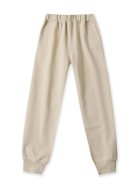 外贸松紧腰休闲卫裤 春秋新款收脚口厚运动宽松口袋女长裤子14454