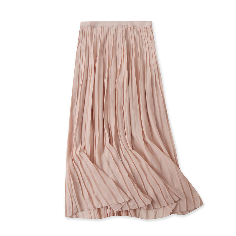 百褶长款半身裙 夏季新款外贸纯色大摆裙 女士a字裙显瘦裙子w/9-3